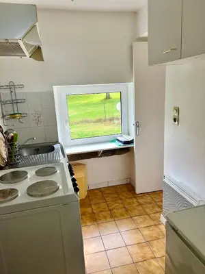 Cuisine ou kitchenette dans l'établissement Gite à proximité du golf et du lac de la Dathée