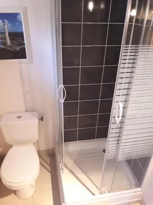 Salle de bains dans l'établissement Gite Le Verger