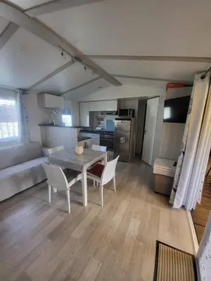 Cuisine ou kitchenette dans l'établissement Mobil-Home Montmartin-sur-mer