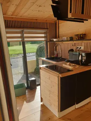Cuisine ou kitchenette dans l'établissement Studio cabane