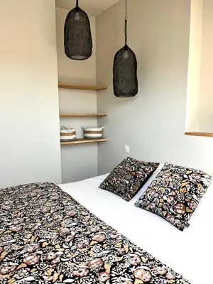 Un ou plusieurs lits dans un hébergement de l'établissement Maison familiale cosy proche mer Agon Coutainville