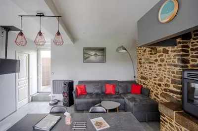 Coin salon dans l'établissement Charme à la campagne avec spa