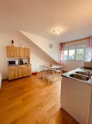 Cuisine ou kitchenette dans l'établissement Appartement 200m de la plage