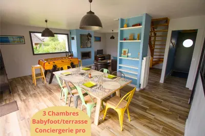 Plan de l'établissement Evasion entre Mer et Campagne avec Babyfoot et terrain de pétanque, 3 chambres, cheminée - Intendance Luxury Host