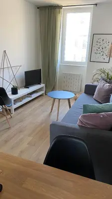Coin salon dans l'établissement Le Spot, appartement cosy à 1mn de la mer, Saint Aubin sur Mer