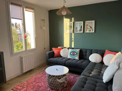 Coin salon dans l'établissement Sweat little home close to Sword beach
