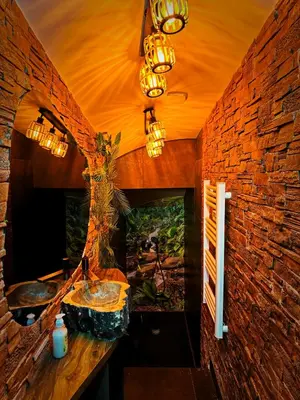 Cuisine ou kitchenette dans l'établissement La Jungle de Zoé - Nuit insolite à 15min de Caen
