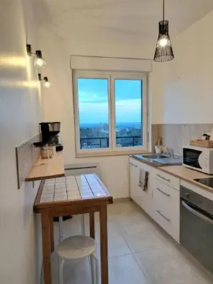 Cuisine ou kitchenette dans l'établissement Appartement cosy & central