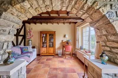 Coin salon dans l'établissement La Maison de Lallier - à 35 min de Cherbourg