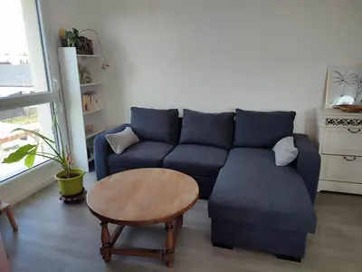 Coin salon dans l'établissement Brand new, fully equipped, comfortable apartment
