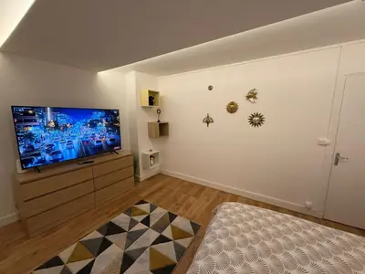 Télévision ou salle de divertissement dans l'établissement Le Rossignol 1 er etage