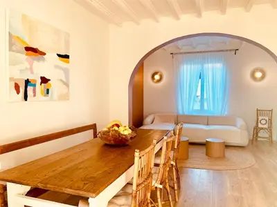 Coin salon dans l'établissement La Casa Plume proche du centre et de la mer