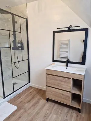 Salle de bains dans l'établissement Les boréales