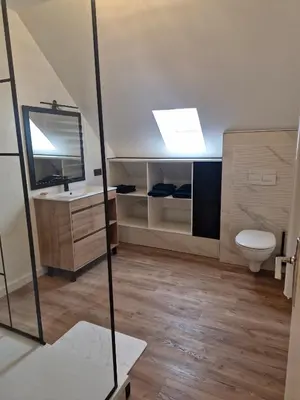 Salle de bains dans l'établissement Les boréales