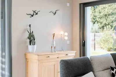 Coin salon dans l'établissement Maison récente, plages et commerces à pied