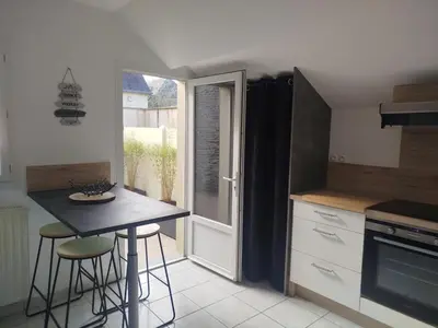 Cuisine ou kitchenette dans l'établissement Au refuge de la baie