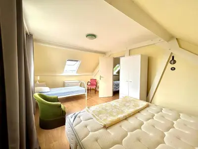 Un ou plusieurs lits dans un hébergement de l'établissement Villa Saint Antoine, vue mer à 60m de la plage