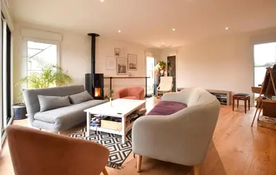 Coin salon dans l'établissement 3 Bedroom Nice Home In Amfreville