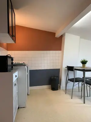 Cuisine ou kitchenette dans l'établissement Appartement charmant face au haras