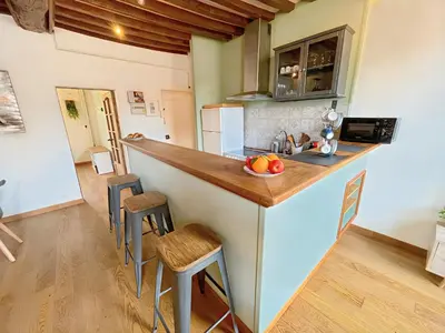 Cuisine ou kitchenette dans l'établissement A 10 minutes à pied de la gare et des Rives de l'Orne
