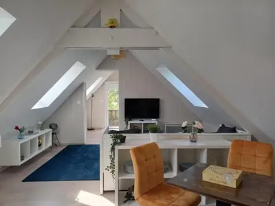 Télévision ou salle de divertissement dans l'établissement 4 minutes from Sainte-Mère-Église - Independent apartment on first floor of big house with garden and heated pool opened if weather is ok
