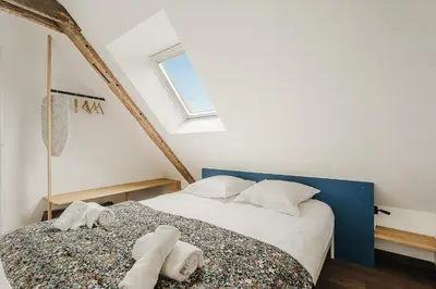 Un ou plusieurs lits dans un hébergement de l'établissement La Mer - Appartement calme et douillet à 5km du Mont St Miche - Wifi - Netflix
