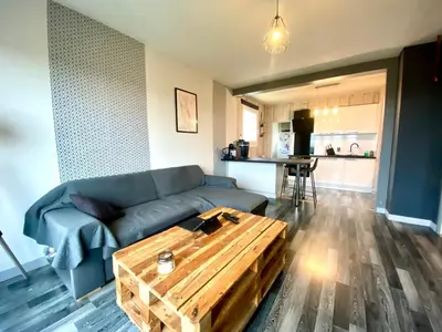 Cuisine ou kitchenette dans l'établissement Reposant
