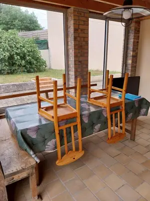 Coin salon dans l'établissement Maison au calme proche mer