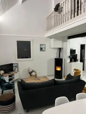 Coin salon dans l'établissement Villa premium 150m de la plage