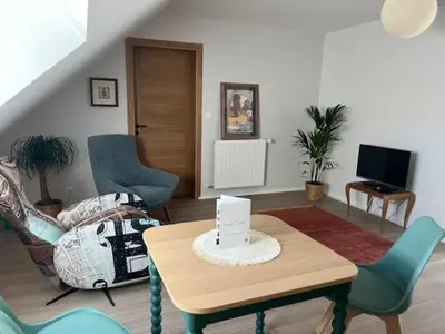 Télévision ou salle de divertissement dans l'établissement Chambre Voyage du Domaine de la Belle Verte