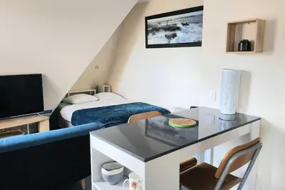 Télévision ou salle de divertissement dans l'établissement Studio for two with balcony of 20 m2 - Cabourg