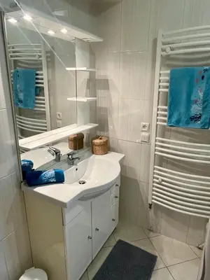 Salle de bains dans l'établissement Gîtes de la Mouette - Le Sauticot 4-5 personnes