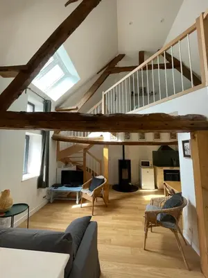 Coin salon dans l'établissement Peaceful countryside loft