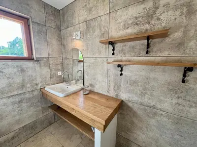 Salle de bains dans l'établissement Gîte de petit Pierre