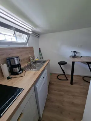 Cuisine ou kitchenette dans l'établissement Granville, sous-sol aménagé en bel appartement