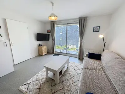 Un ou plusieurs lits dans un hébergement de l'établissement Charmant appart 1 chambre, 4 pers, balcon, parking, wi-fi - FR-1-361-569