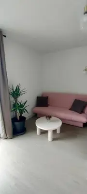Coin salon dans l'établissement Appartement Le doux Viking, balcon & parking privé proche Zénith Caen