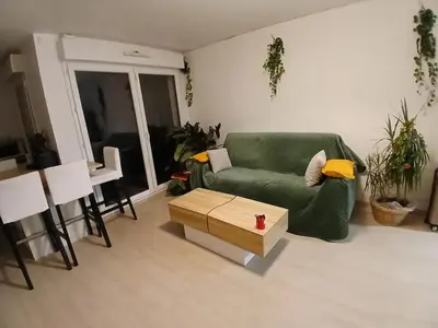Coin salon dans l'établissement Appartement cosy à Caen avec terrasse et jardin
