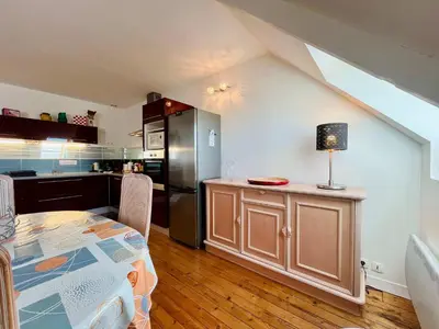 Un ou plusieurs lits dans un hébergement de l'établissement La Petite Cachette de Grandcamp - Seafront view