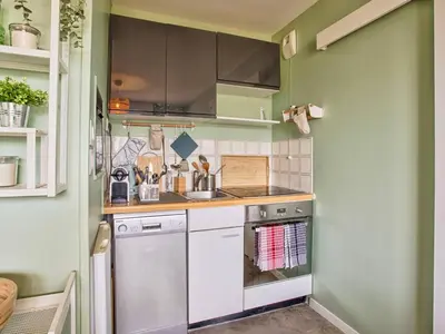 Cuisine ou kitchenette dans l'établissement Une parenthèse face à lhorizon à Cabourg - FR-1-788-87