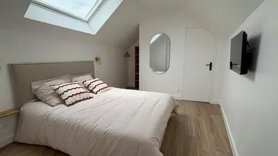 Un ou plusieurs lits dans un hébergement de l'établissement Appartement neuf - Equeurdreville centre