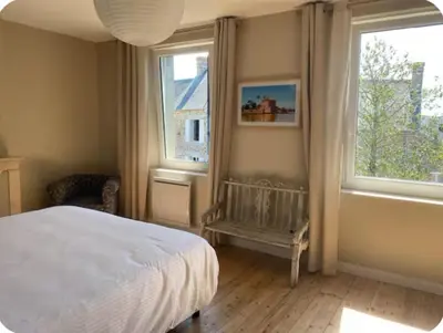 Un ou plusieurs lits dans un hébergement de l'établissement chambre d'hôtes du pays coutançais