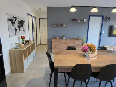 Coin salon dans l'établissement Ti Goéland 4 chambres Proche Mont St Michel