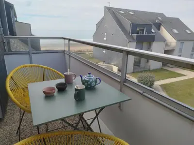 Balcon ou terrasse dans l'établissement Les Galets front de mer