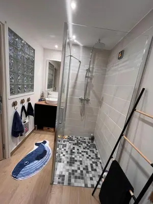 Salle de bains dans l'établissement Cabine de luxe dans le paquebot Horizon