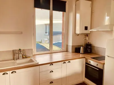 Cuisine ou kitchenette dans l'établissement Entre Terre et Baie du Mont-Saint-Michel