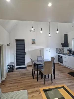 Cuisine ou kitchenette dans l'établissement Baie du Mont Saint Michel, petite maison neuve