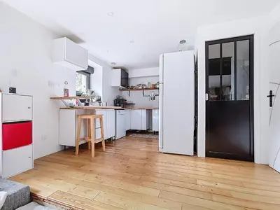 Cuisine ou kitchenette dans l'établissement Le Moulin Hochet