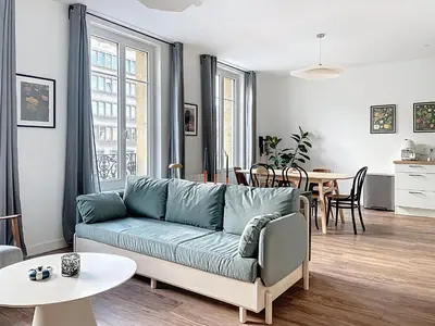 Coin salon dans l'établissement Le Nid Caennais