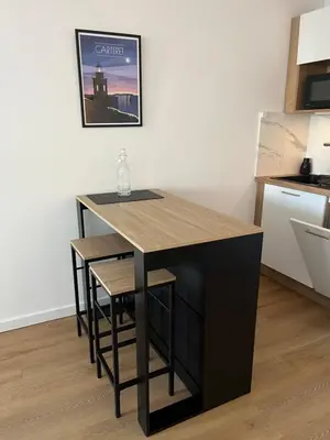 Un ou plusieurs lits dans un hébergement de l'établissement Carteret centre, port avec balcon vue mer